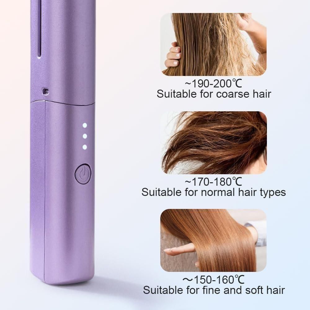 MINIMAL™Meneflix Portable Mini Hair Straightener Cordless Rechargeable Mini Adjustable Hair Straightener Hot Comb