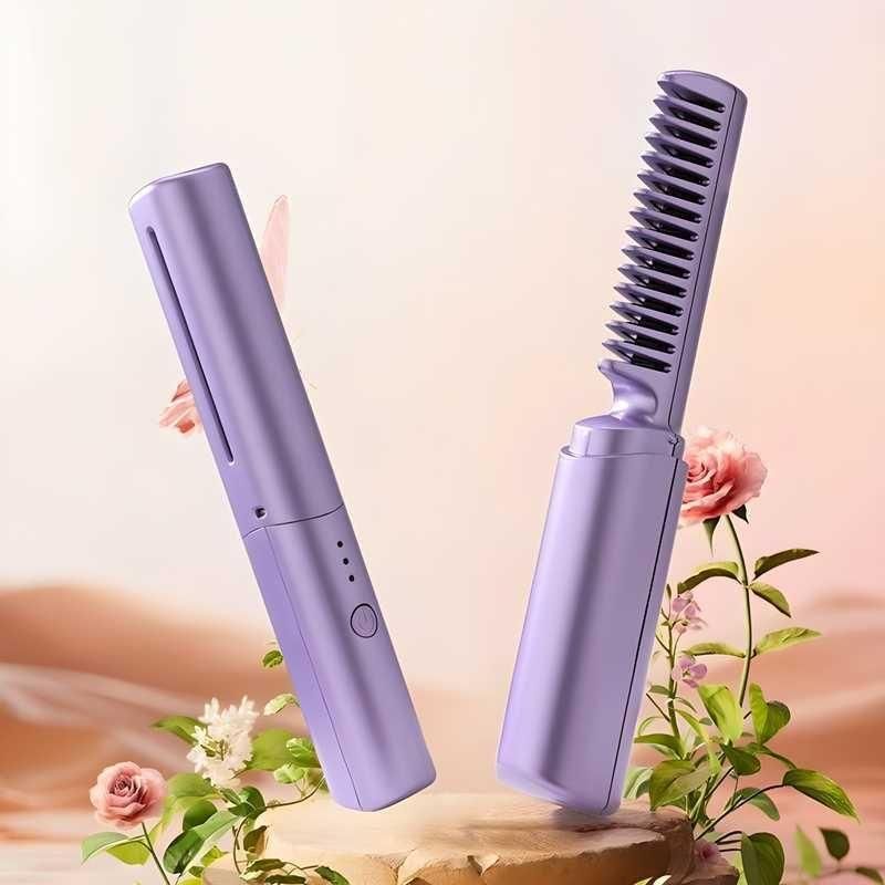 MINIMAL™Meneflix Portable Mini Hair Straightener Cordless Rechargeable Mini Adjustable Hair Straightener Hot Comb