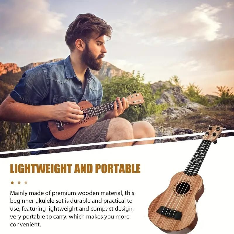MINIMAL™Mini Wooden Finish Plastic Guitar Music Instrument with 4 strings Clear sound