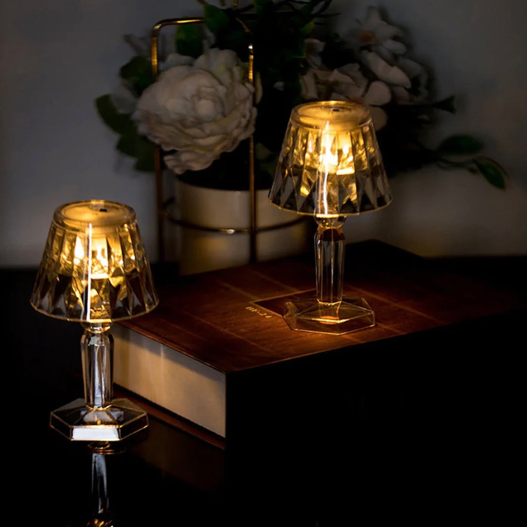 2in1 Transparent Mini Crystal Table Lamp with Reflection Light