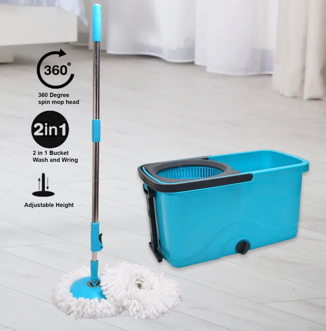 Quick Spin Mop Plastic spin, Bucket Floor Cleaning, Easy Wheels & Big Bucket, Floor Cleaning Mop with Bucket