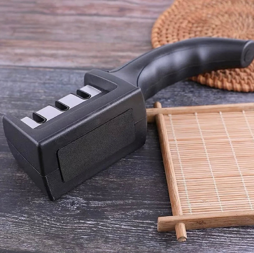 Manual Red & Black Knife Sharpener 3 Stage Sharpening Tool for Ceramic Knife and Steel Knives.