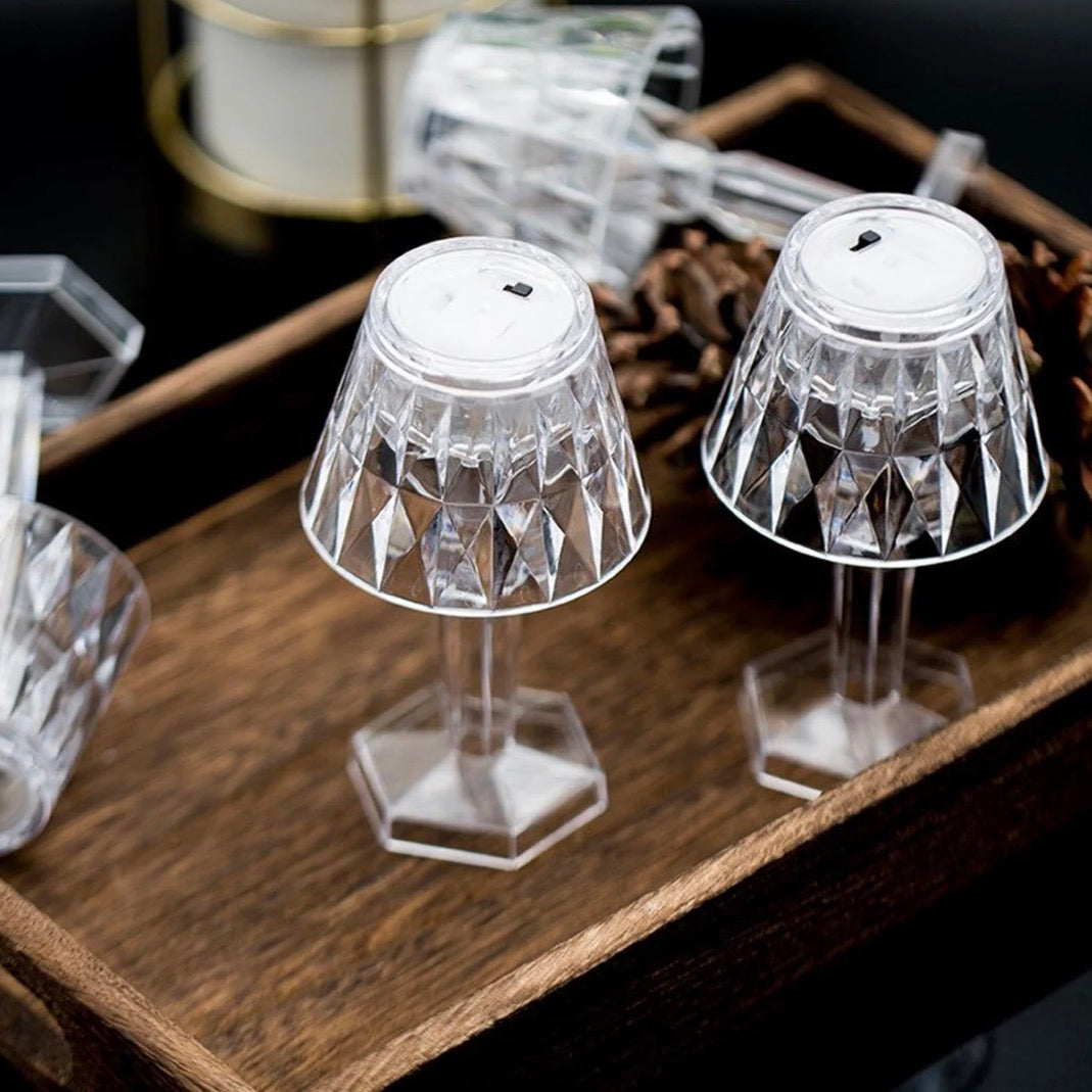 2in1 Transparent Mini Crystal Table Lamp with Reflection Light