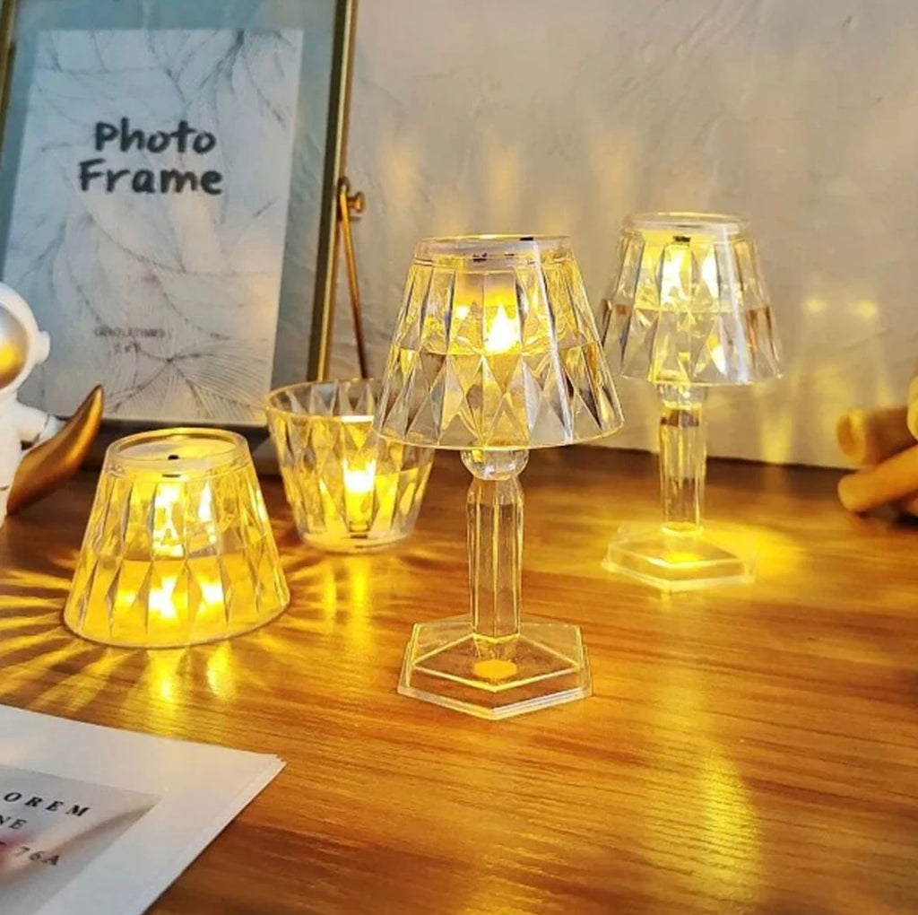 2in1 Transparent Mini Crystal Table Lamp with Reflection Light