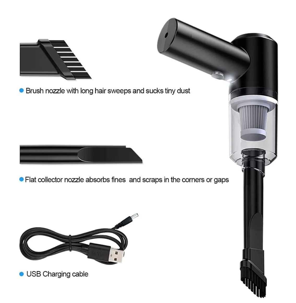 2 in 1 Wireless Vacuum Cleaner – 120W Handheld USB Rechargeable for Home & Car (1 Pc)