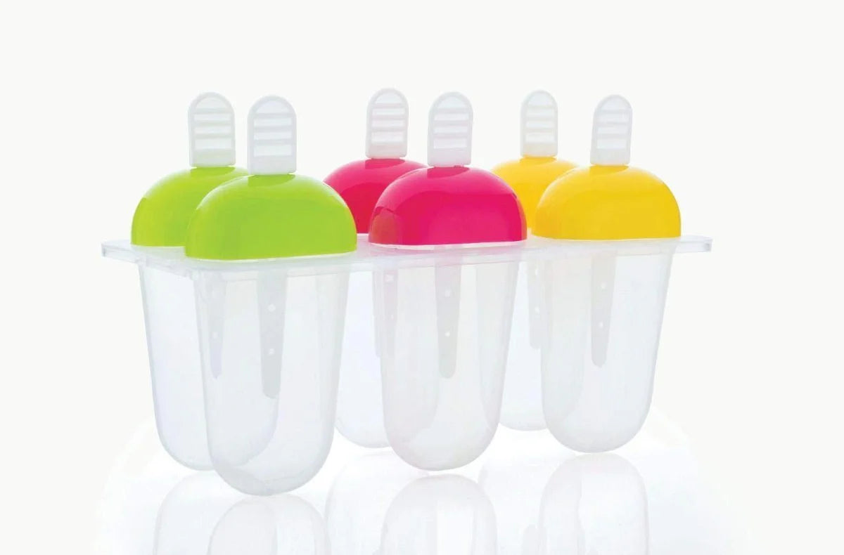 6 Pcs Multicolor Polypropylene Ice Mold, Kulfi Maker / Stick / Cream / Candy Color Assorted