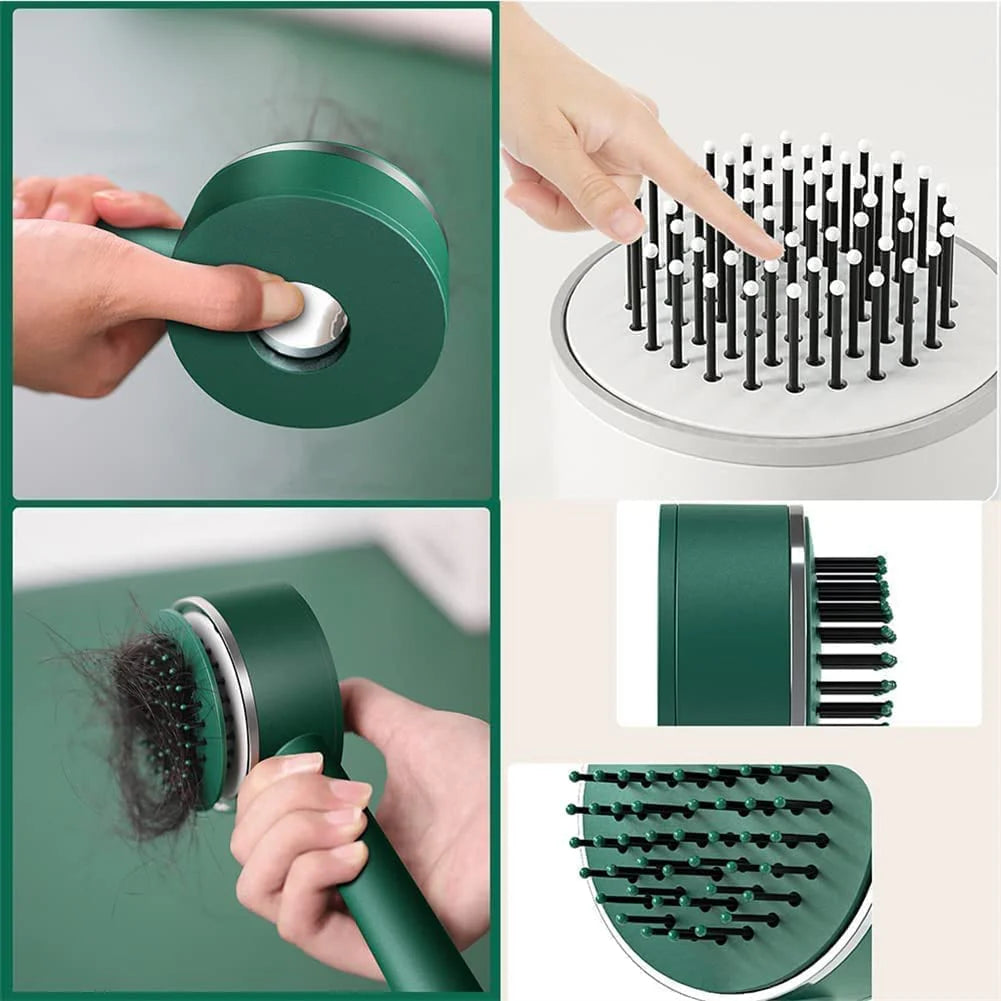 Air Cushion Massage Brush with Long Handle & Self-Cleaning Detangling Comb, Hair accessories