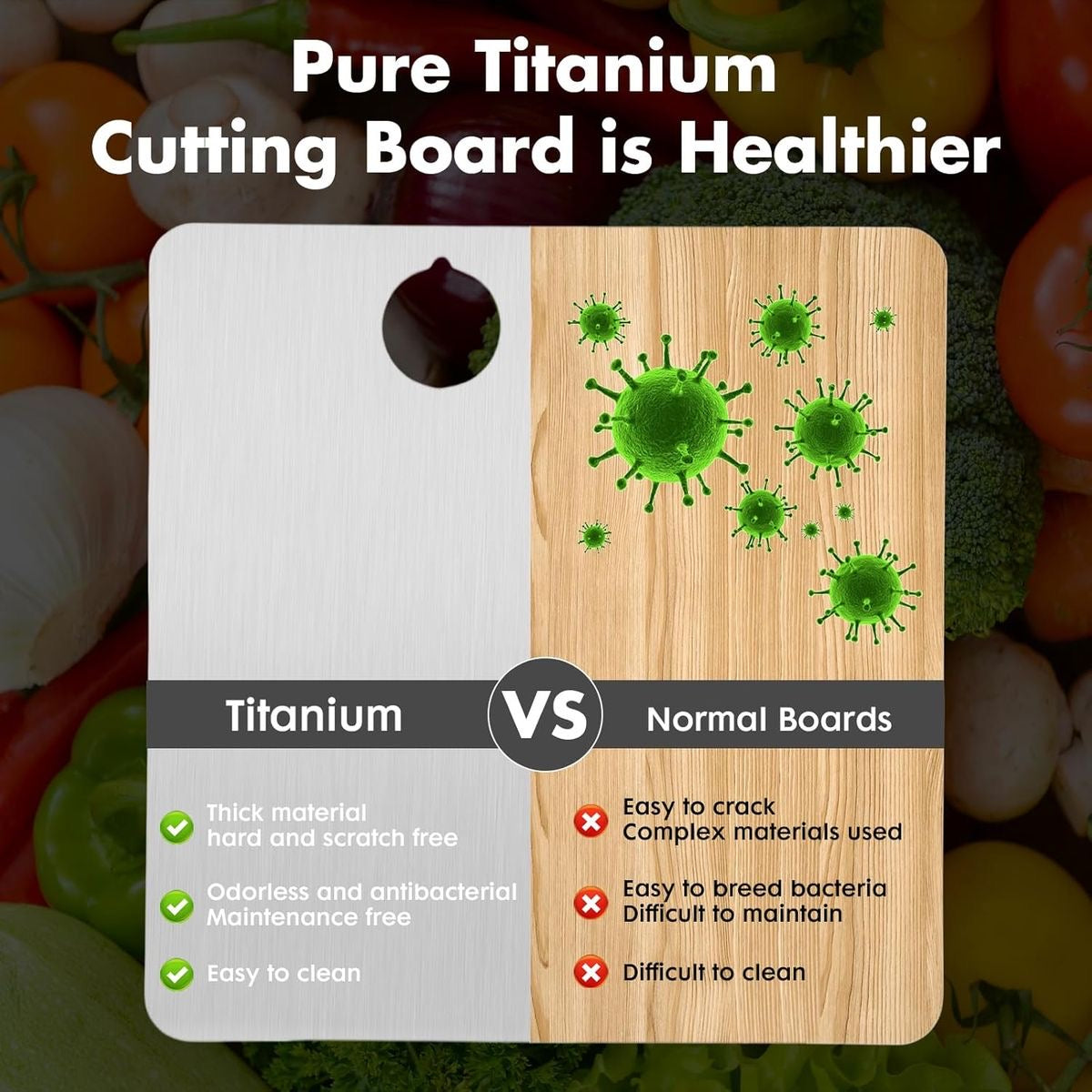 Premium Stainless Steel Anti-Bacterial Chopping Board for Kitchen (1 Pc)